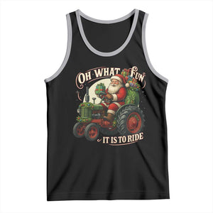 Funny Christmas Farmer Tank Top Oh What Fun It Is To Ride Santa Farm Tractor - Print Your Wear