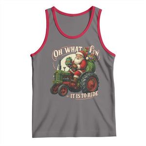 Funny Christmas Farmer Tank Top Oh What Fun It Is To Ride Santa Farm Tractor - Print Your Wear