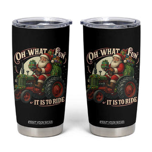 Funny Christmas Farmer Tumbler Cup Oh What Fun It Is To Ride Santa Farm Tractor TS11 Black Print Your Wear
