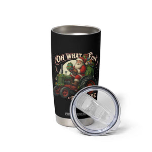 Funny Christmas Farmer Tumbler Cup Oh What Fun It Is To Ride Santa Farm Tractor TS11 Print Your Wear