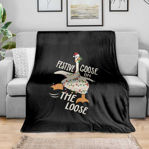 Funny Goose Christmas Throw Blanket Festive Goose On The Loose Xmas Lights TS11 Print Your Wear