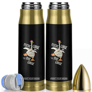 Funny Goose Christmas Bullet Tumbler Festive Goose On The Loose Xmas Lights TS11 Black Print Your Wear