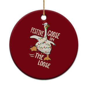 Funny Goose Christmas Ceramic Ornament Festive Goose On The Loose Xmas Lights TS11 1pc Red Print Your Wear