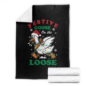 Funny Goose Christmas Throw Blanket Festive Goose On The Loose Xmas Holiday TS11 Black Print Your Wear