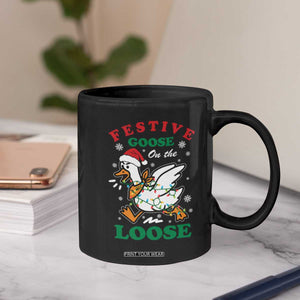 Funny Goose Christmas Coffee Mug Festive Goose On The Loose Xmas Holiday TS11 Print Your Wear