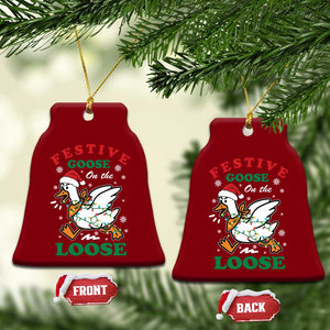 Funny Goose Christmas Ceramic Ornament Festive Goose On The Loose Xmas Holiday TS11 Print Your Wear
