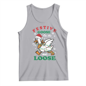 Funny Goose Christmas Tank Top Festive Goose On The Loose Xmas Holiday TS11 Athletic Heather Print Your Wear