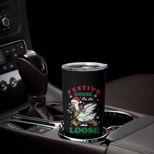 Funny Goose Christmas Tumbler Cup Festive Goose On The Loose Xmas Holiday TS11 Print Your Wear