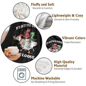 Funny Goose 67 Christmas Throw Blanket Festive Goose On The Loose Six Seven Meme TS11 Print Your Wear