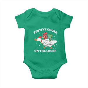 Funny Goose 67 Christmas Baby Onesie Festive Goose On The Loose Six Seven Meme TS11 Irish Green Print Your Wear