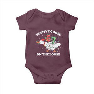 Funny Goose 67 Christmas Baby Onesie Festive Goose On The Loose Six Seven Meme TS11 Maroon Print Your Wear