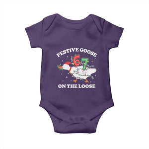 Funny Goose 67 Christmas Baby Onesie Festive Goose On The Loose Six Seven Meme TS11 Purple Print Your Wear