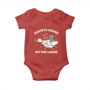 Funny Goose 67 Christmas Baby Onesie Festive Goose On The Loose Six Seven Meme TS11 Red Print Your Wear