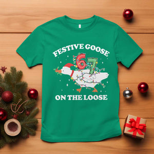 Funny Goose 67 Christmas T Shirt Festive Goose On The Loose Six Seven Meme TS11 Irish Green Print Your Wear