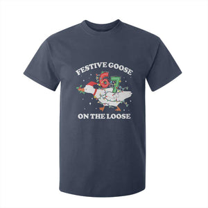 Funny Goose 67 Christmas T Shirt For Kid Festive Goose On The Loose Six Seven Meme TS11 Navy Print Your Wear
