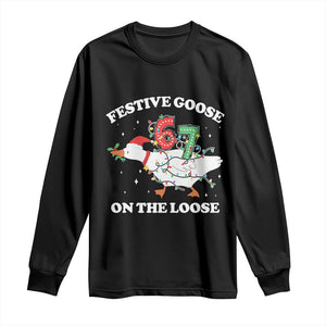 Funny Goose 67 Christmas Long Sleeve Shirt Festive Goose On The Loose Six Seven Meme TS11 Black Print Your Wear