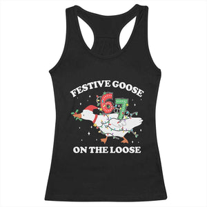 Funny Goose 67 Christmas Racerback Tank Top Festive Goose On The Loose Six Seven Meme TS11 Black Print Your Wear