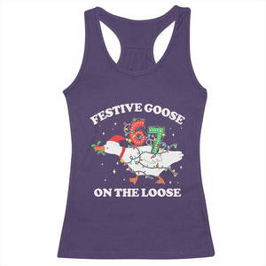 Funny Goose 67 Christmas Racerback Tank Top Festive Goose On The Loose Six Seven Meme TS11 Purple Print Your Wear
