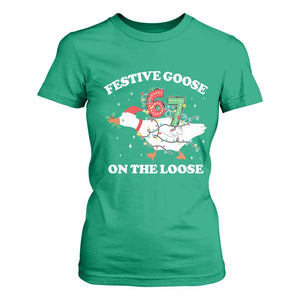 Funny Goose 67 Christmas T Shirt For Women Festive Goose On The Loose Six Seven Meme TS11 Irish Green Print Your Wear