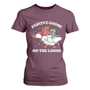 Funny Goose 67 Christmas T Shirt For Women Festive Goose On The Loose Six Seven Meme TS11 Maroon Print Your Wear