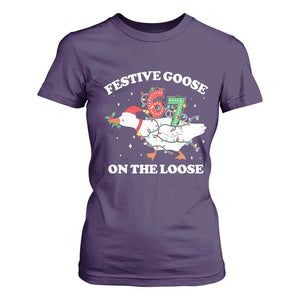 Funny Goose 67 Christmas T Shirt For Women Festive Goose On The Loose Six Seven Meme TS11 Purple Print Your Wear