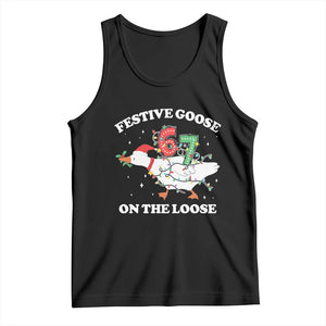 Funny Goose 67 Christmas Tank Top Festive Goose On The Loose Six Seven Meme TS11 Black Print Your Wear