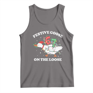 Funny Goose 67 Christmas Tank Top Festive Goose On The Loose Six Seven Meme TS11 Deep Heather Print Your Wear