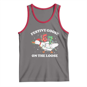Funny Goose 67 Christmas Tank Top Festive Goose On The Loose Six Seven Meme TS11 Deep Heather Red Print Your Wear