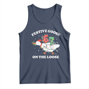 Funny Goose 67 Christmas Tank Top Festive Goose On The Loose Six Seven Meme TS11 Navy Print Your Wear