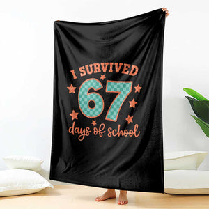 I Survived 67 Days Of School Throw Blanket Six Seven Meme Student Teacher Faux Glitter TS11 Print Your Wear
