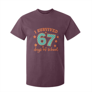 I Survived 67 Days Of School T Shirt For Kid Six Seven Meme Student Teacher Faux Glitter TS11 Maroon Print Your Wear