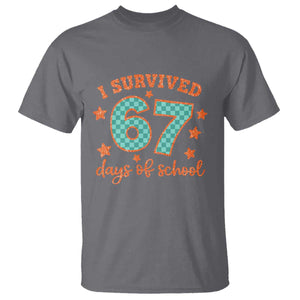 I Survived 67 Days Of School T Shirt Six Seven Meme Student Teacher Faux Glitter TS11 Charcoal Print Your Wear