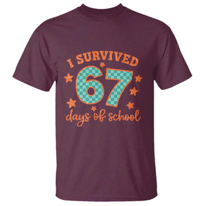 I Survived 67 Days Of School T Shirt Six Seven Meme Student Teacher Faux Glitter TS11 Maroon Print Your Wear