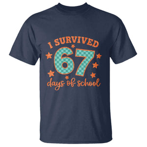 I Survived 67 Days Of School T Shirt Six Seven Meme Student Teacher Faux Glitter TS11 Navy Print Your Wear