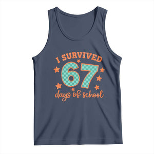 I Survived 67 Days Of School Tank Top Six Seven Meme Student Teacher Faux Glitter TS11 Navy Print Your Wear