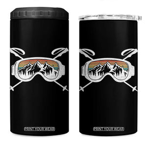 Ski Goggles Mountain Snow Skiing Retro Winter Vacation 4 in 1 Can Cooler Tumbler TS11 One Size: 16 oz Black Print Your Wear