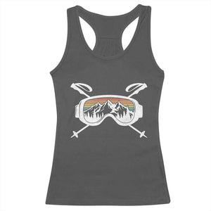 Ski Goggles Mountain Snow Skiing Retro Winter Vacation Racerback Tank Top TS11 Dark Heather Print Your Wear