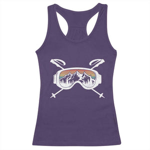 Ski Goggles Mountain Snow Skiing Retro Winter Vacation Racerback Tank Top TS11 Purple Print Your Wear