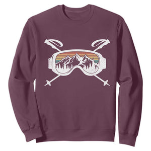 Ski Goggles Mountain Snow Skiing Retro Winter Vacation Sweatshirt TS11 Maroon Print Your Wear