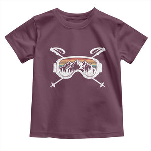Ski Goggles Mountain Snow Skiing Retro Winter Vacation Toddler T Shirt TS11 Maroon Print Your Wear