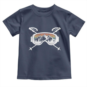 Ski Goggles Mountain Snow Skiing Retro Winter Vacation Toddler T Shirt TS11 Navy Print Your Wear