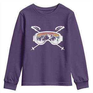 Ski Goggles Mountain Snow Skiing Retro Winter Vacation Youth Sweatshirt TS11 Purple Print Your Wear