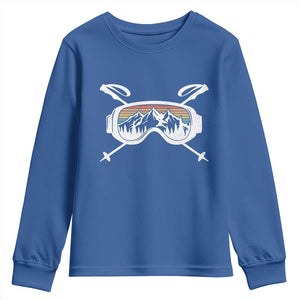 Ski Goggles Mountain Snow Skiing Retro Winter Vacation Youth Sweatshirt TS11 Royal Blue Print Your Wear