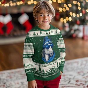 IFC Game Day Ugly Christmas Sweater Blue Sunglasses Football Game Sport Lover TS11 Forest Green Beige Print Your Wear