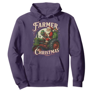 Funny Farmer Christmas Xmas Santa Farm Tractor Hoodie TS11 Purple Print Your Wear