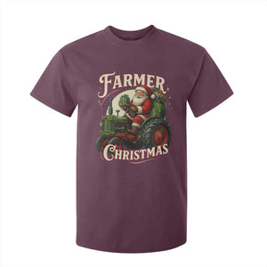 Funny Farmer Christmas Xmas Santa Farm Tractor T Shirt For Kid TS11 Maroon Print Your Wear