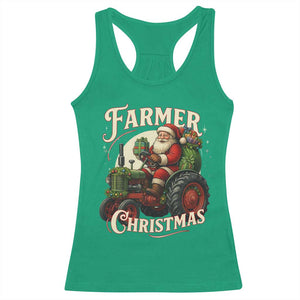 Funny Farmer Christmas Xmas Santa Farm Tractor Racerback Tank Top TS11 Irish Green Print Your Wear