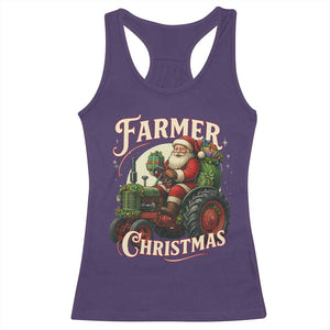 Funny Farmer Christmas Xmas Santa Farm Tractor Racerback Tank Top TS11 Purple Print Your Wear