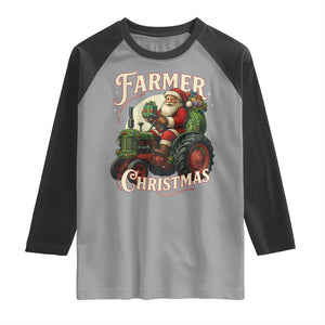 Funny Farmer Christmas Xmas Santa Farm Tractor Raglan Shirt TS11 Sport Gray Black Print Your Wear