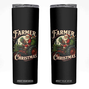 Funny Farmer Christmas Xmas Santa Farm Tractor Skinny Tumbler TS11 Black Print Your Wear